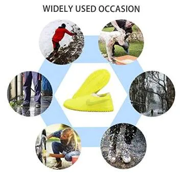 VBoo Waterproof Shoe Covers, Non-Slip Water Resistant Overshoes Silicone Rubber Rain Shoe Cover Outdoor cycling Protectors apply to Men, Women, Kids (Large, White)