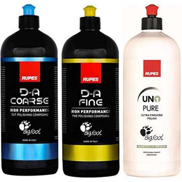 Clean Garage Rupes Combo Kit, 3x1L Bottles | Coarse, Fine, Ultrafine Polishing Compounds, Wool Mater...