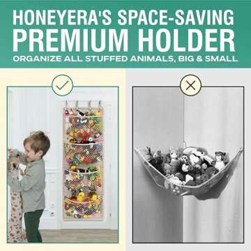The Original Stuffed Animal Storage (Patented) - Over Door Organizer for Stuffies, Baby Ideas Holder, Toy Plush Storage/Hammock Hanging Storage Net Big Girls Toddler Large Bag Animals Stuffy Behind