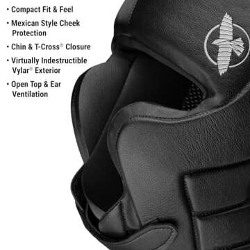 Hayabusa T3 Boxing Headgear Adjustable - Black, Medium