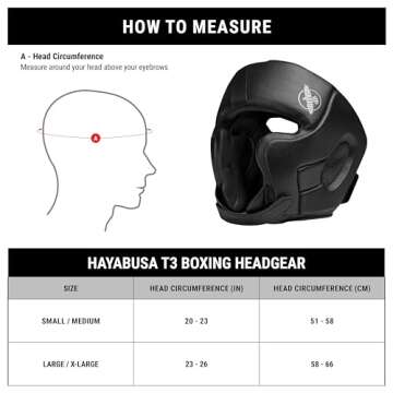 Hayabusa T3 Boxing Headgear Adjustable - Black, Medium