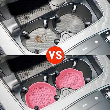 Amooca Automotive Cup Holders Universal Car Cup Coaster Waterproof Non-Slip Sift-Proof Spill Holder Car Interior Accessories 2 Pack Sakura Pink
