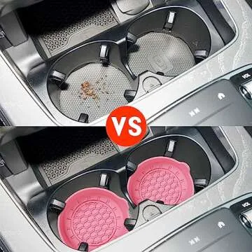 Amooca Automotive Cup Holders Universal Car Cup Coaster Waterproof Non-Slip Sift-Proof Spill Holder Car Interior Accessories 2 Pack Sakura Pink