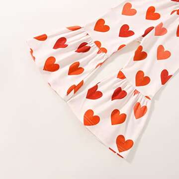 FYBITBO Toddler Baby Girl Valentines Day Outfit Little Miss Short Sleeve Tee Shirt Top Heart Bell Pants Spring Clothes (Heart print pink,3-4T)