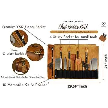Aaron Leather Knife Roll - Premium Leather Chef Case