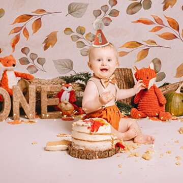 LINGANA First Birthday Hat - 1st Party Decor for Photo Booth, Outfit and Cake Smash for Baby (Orange)