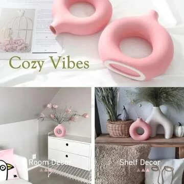 2-Pack Light Pink Ceramic Vase for Modern Home Decor, Round Matte Pampas Flower Vases Minimalist Nordic Boho Ins Style for Wedding Dinner Table Party Living Room Office Bedroom, Vase Decorative