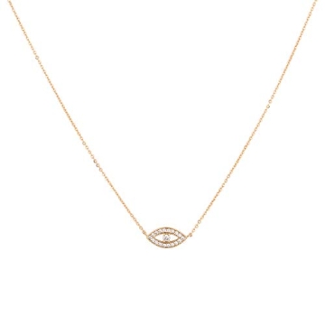 MEVECCO Gold Dainty Evil Eye Necklace - 14K Gold Plated Protection Charm