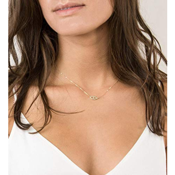 MEVECCO Gold Dainty Evil Eye Necklace for Women