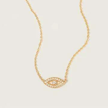 MEVECCO Gold Dainty Evil Eye Necklace for Women