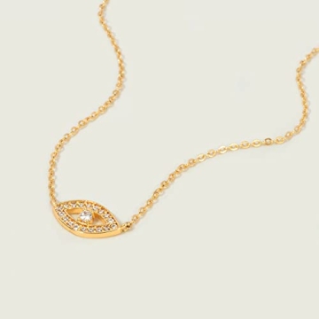 MEVECCO Gold Dainty Evil Eye Necklace for Women