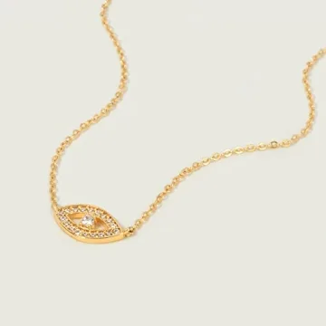 MEVECCO Gold Dainty Evil Eye Necklace for Women