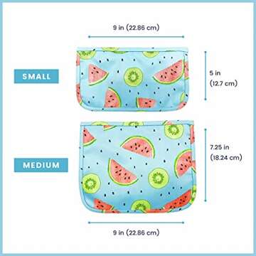 EzPacking Clear Zipper Pouches (Set of 2) / Transparent Reusable PVC Organizers for Women’s Purse or Tote Bag/Cute Slim Flat Japanese Style Watermelon Cactus Pencil Pouch for Travel (Watermelon)