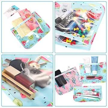 EzPacking Clear Zipper Pouches (Set of 2) / Transparent Reusable PVC Organizers for Women’s Purse or Tote Bag/Cute Slim Flat Japanese Style Watermelon Cactus Pencil Pouch for Travel (Watermelon)