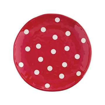 UPware 4-Piece 6 Inch Melamine Dessert Plates Appetizer Dinner Plates Small Serving Plates Party Plates Round Plate for Dessert Snack Fruit Side Dishes (Red Polka Dot)