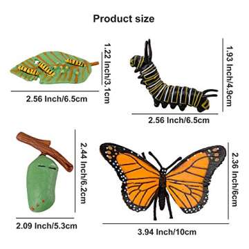 TOYMANY 16PCS Insect Figurines Life Cycle of Monarch Butterfly,Honey Bee,Cicada,Ladybug, Plastic Caterpillars to Butterflies Bug Figures Toy Kit Educational School Project for Kids Toddlers