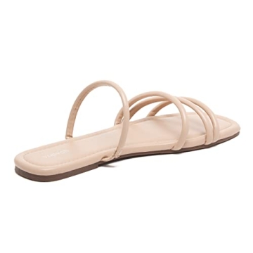 vodvob Women's Flat Strappy Sandals Flat Open Toe Slides for Summer Beach Holiday Outdoor