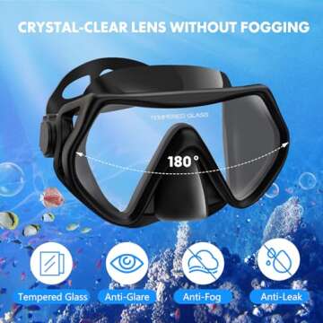 Snorkeling Gear for Adults, Dry-Top Snorkel Set Scuba Diving mask, 180°Panoramic Wide View Professi...