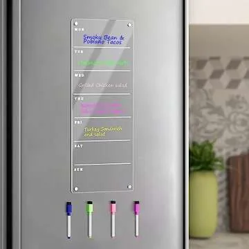 Magnetic Weekly Planner for Fridge Magnetic Menu Board for Fridge 6"x17" Weekly Menu Board Weekly Dry Erase Board Weekly Meal Planner for Fridge with 8 Markers