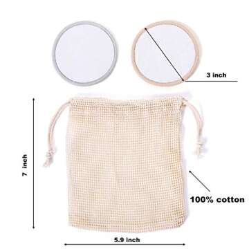 Reusable Makeup Remover Pads | Bamboo Removal Pads | Washable Eco-Friendly Cotton Rounds with Laundr...