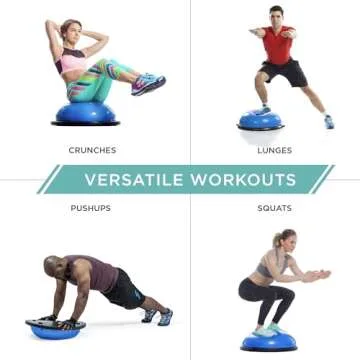 Best Choice Products Half Ball Balance Trainer Yoga Exercise Fitness Platform for Stability, Core Workout, Training w/ 2 Resistance Bands, Pump - Blue