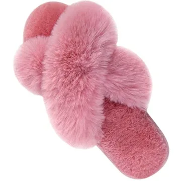 Parlovable Women's Cross Band Fuzzy Slippers - Cozy Comfort for Every Step