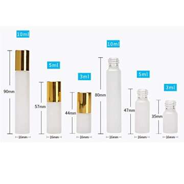 12Pcs 10ml Refillable Empty Frosted Glass Roller Bottles Vials Cosmetic Container with Stainless Ste...