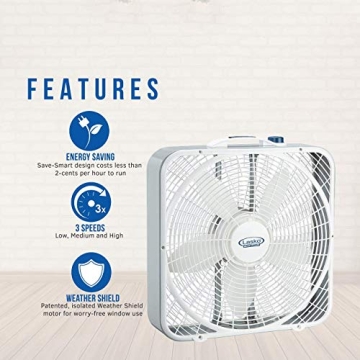 Lasko 20-Inch Weather-Shield Quiet Box Fan for Home