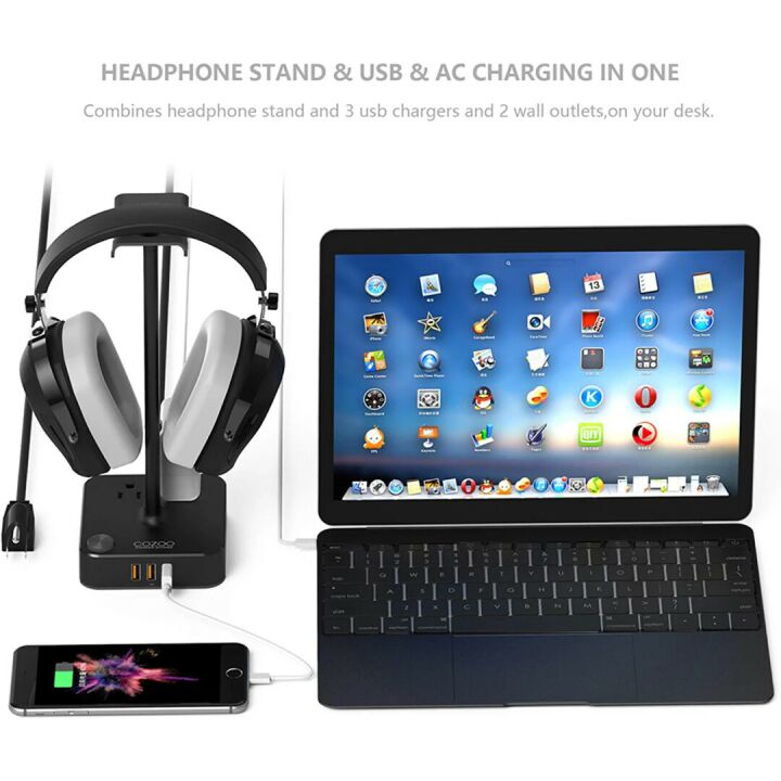 COZOO Headphone Stand with USB Charging Port