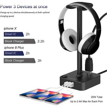 COZOO Headphone Stand with USB Charging Port