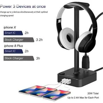 COZOO Headphone Stand with USB Charging Port