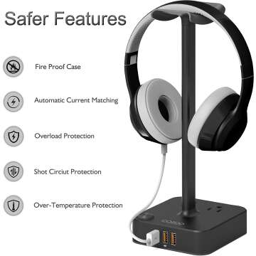 COZOO Headphone Stand with USB Charging Port