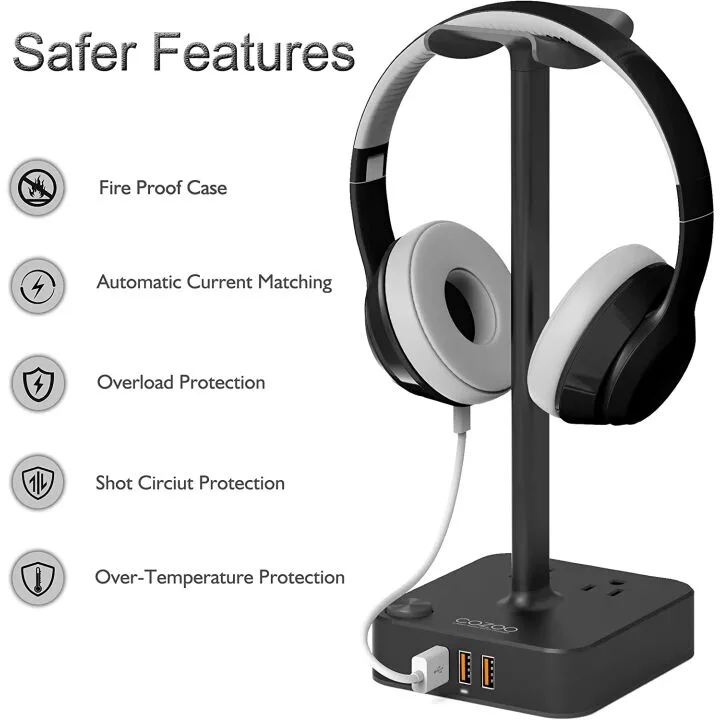 COZOO Headphone Stand with USB Charging Port