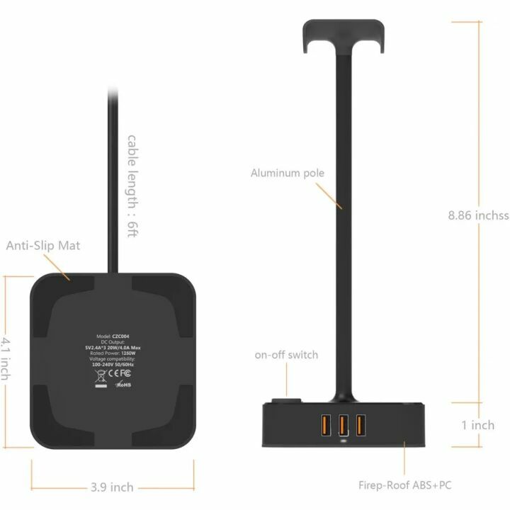 COZOO Headphone Stand with USB Charging Port