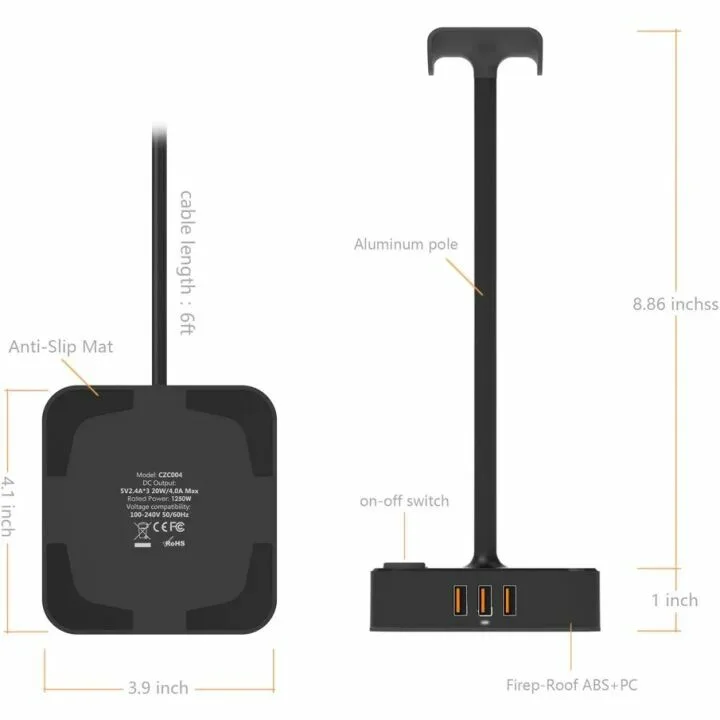 COZOO Headphone Stand with USB Charging Port