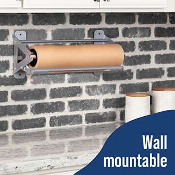 DIY Crew 12 Inch Paper Roll Dispenser and Cutter - Heavy-Duty Wall Mountable, Non Slip Tabletop - Kraft, Freezer, Butcher Paper - Up to 1000ft Rolls