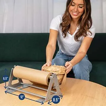 DIY Crew 12 Inch Paper Roll Dispenser and Cutter - Heavy-Duty Wall Mountable, Non Slip Tabletop - Kraft, Freezer, Butcher Paper - Up to 1000ft Rolls