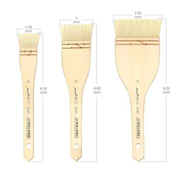 XDT#5249 Hake Artist Paint Brush 3 Piece Set - Premium Goat Hair Brushes