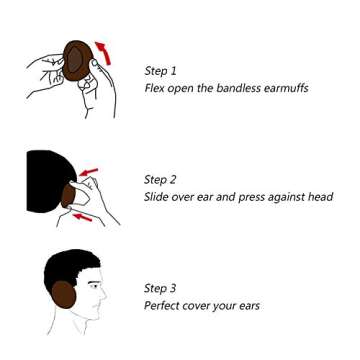 Aurya Bandless Ear Warmers/Earmuffs Winter Ear Covers Outdoor Fleece Ear Muffs for Men Women Kids(Black)