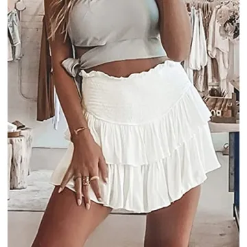 Meikulo Smocked Ruffle Mini Skirt for Summer Style