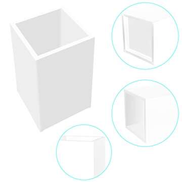 White Acrylic Pencil Pen Holder Cup 2 Pack,Desk Accessories Holder,Makeup Brush Storage Organizer,Modern Design Desktop Stationery Organizer for Office School Home Supplies,2.6x 2.6x 4 inches