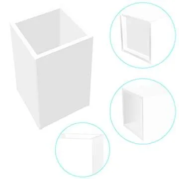 White Acrylic Pencil Pen Holder Cup 2 Pack,Desk Accessories Holder,Makeup Brush Storage Organizer,Modern Design Desktop Stationery Organizer for Office School Home Supplies,2.6x 2.6x 4 inches