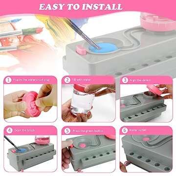 Paint Brush Cleaner, Paint Brush Rinser with Drain and Brush Holder, Paint Brush Washer Water Recycling Brush Cleaner Rinse Cup, Paint Brush Cleaner Tool for Acrylic, Watercolor, Water-Based Paints