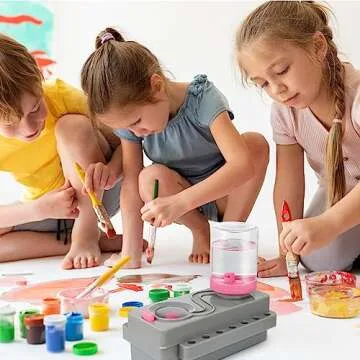 Paint Brush Cleaner, Paint Brush Rinser with Drain and Brush Holder, Paint Brush Washer Water Recycling Brush Cleaner Rinse Cup, Paint Brush Cleaner Tool for Acrylic, Watercolor, Water-Based Paints