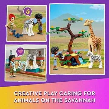 LEGO Friends Mia's Wildlife Rescue Toy 41717 with Zebra and Giraffe Safari Animal Figures Plus 3 Mini Dolls, Birthday Gift Idea for Kids, Girls & Boys Age 7 Plus Years Old