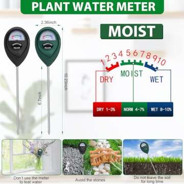 Saysurey 10 Pack Soil Moisture Meter Plant Water Meter for House Plants Soil Hygrometer Sensor Care ...
