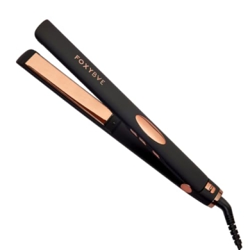 FoxyBae Trés Sleek Titanium Flat Iron Hair Straightener - Frizz-Free, Shinier & Smoother Hair - Dua...