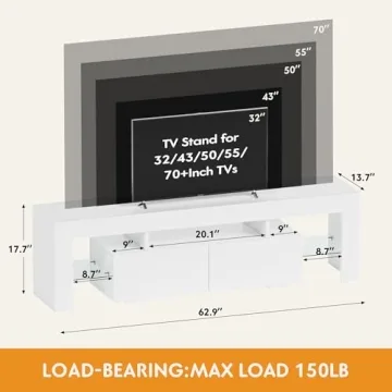 Modern LED TV Stand with RGB Lights for TVs up to 70 Inch