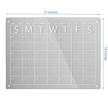 TOHERVIE Magnetic Acrylic Dry Erase Calendar Board for Fridge, 17"x12" Inches Clear Planning Board Planner for Refrigerator with 8 Colors Markers and Holder Eraser