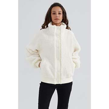 Orolay Women's Sherpa Fleece Jacket Oversized Winter Coat Long Sleeve Button Outwear Beige M